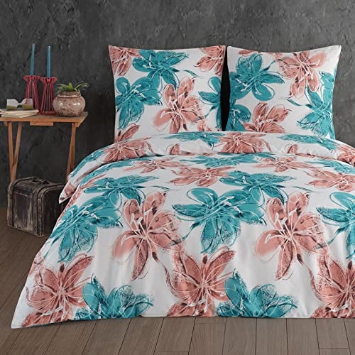 Buymax Bettwäsche 200x200 cm – Bettwäsche Set 3-teilig 200 x 200 cm, Renforcé 100% Baumwolle, Bettbezug mit 2 Kissenbezügen 80x80 cm, Oeko-TEX, Reißverschluss, weich und atmungsaktiv