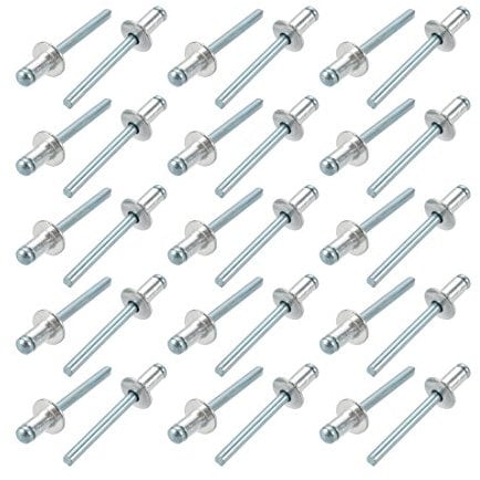sourcing map 30Stk. Aluminum/Stahl Offenes Ende Blindnieten 6mm x 10mm