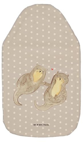 Mr. & Mrs. Panda Wärmflasche Otter Hände halten - Geschenk, Fischotter, Wärmekissen, Händchen halten, Körnerkissen, Wärmflasche mit Bezug,