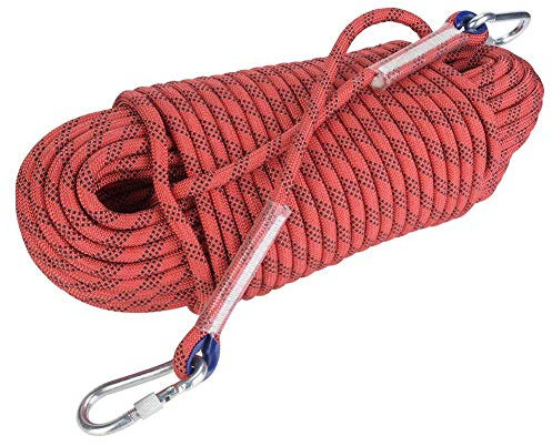 Corde d'escalade, Corde d'escalade Statique extérieure de 30m Corde de randonnée Accessoires de Haute résistance Corde de sécurité pour diamètre de 12 mm de diamètre(Rouge)
