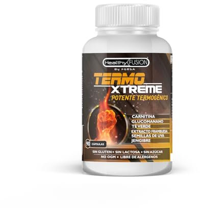 Healthy Fusion TermoXtreme | Pastillas para adelgazar rápido | Quemagrasas, Termogénico, Saciante del Apetito, Estimulante energético | + L-Carnitina + CLA | Alta Biodisponibilidad | 90 cápsulas