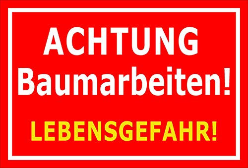 Melis-Folienwerkstatt Schild Baumarbeiten Lebensgefahr - 15x10cm - 3mm Hartschaum – 20 VAR S00359-147-D