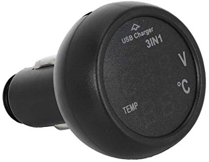 Auto USB Ladegerät, Fydun 3 in 1 Multifunktions Auto Auto 12 V/24 V Digital LED Voltmeter Termometer USB Ladegerät Zigarettenanzünder Spannungsmesser Kompatibel