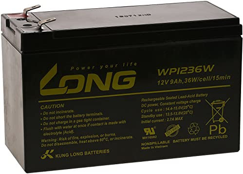KungLong Accumulateur au Plomb UP9-12 Remplacement pour Le FIAMM Type FG20722 12V 9Ah (remplace également 7,2Ah / 7Ah), 12V, Lead-Acid [ Batterie au Plomb ]