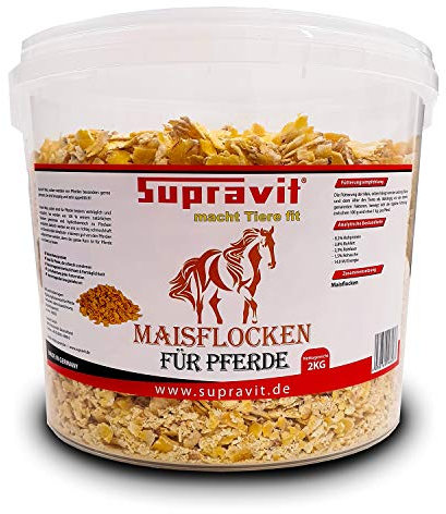 Supravit Maisflocken für Ihr Pferd I 2kg Eimer I hervorragendes Ergänzungsfutter für eine schnelle Gewichtszunahme
