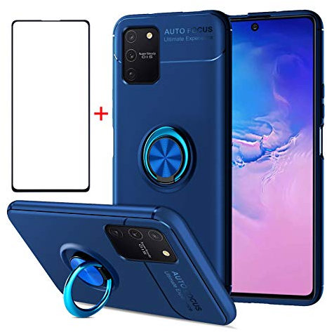 AKABEILA Handyhülle für Samsung Galaxy S10 Lite/A91/M80S Hülle & Schutzfolie Panzerfolie 360 Grad Ring Halter Schutzhülle Silikon Cover Stoßfest Case 6.7 Zoll