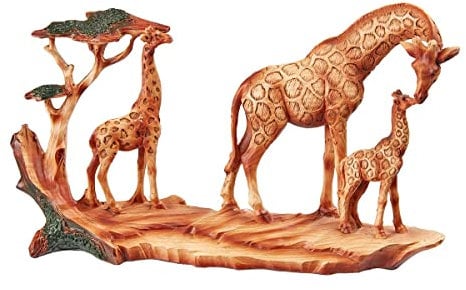 TRI Deko-Giraffen, Dekofigur, Tierfigur, exotische Tierwelt, Giraffenfamilie, Deko Afrika, Struktur in Holzoptik, Natur, Dekoration, Kunststein, braun