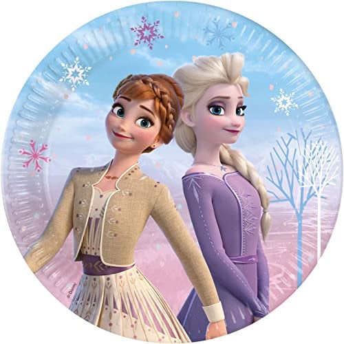 Procos 93838 Frozen 2 Wind Spirit, 8 pezzi, piatti usa e getta, piatti di carta, per compleanno, feste a tema, 93838