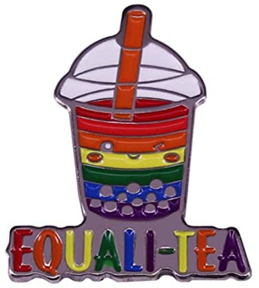 KAWADU Equality-Tea Emaille-Brosche Regenbogen-Abzeichen Unterstützung LQBTQ Schwulen-Anstecknadel Gleichheit Schwul Lesbisch Bisexuell Transgender Metall Emaille Pin, Emaille, Zinklegierung,