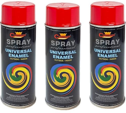 VE-INDUSTRIES Lackspray nach RAL 3er Sparpack Spraydose 400ml Buntlack für Holz, Metall (3020 Verkehrsrot)