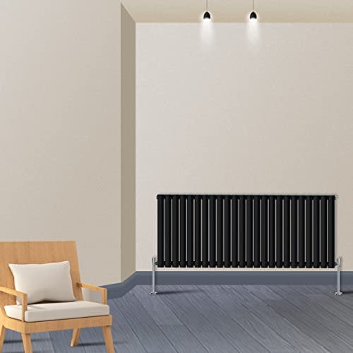 Warmehaus Designer-Heizkörper, horizontal, oval, flach, Einzelbett, 600 x 1416 mm, moderne Zentralheizung, platzsparend, perfekt für Badezimmer, Küche, Flur, Wohnzimmer