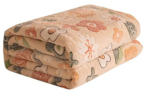 FANSU Kuscheldecke Flauschig Modern Blumen Flanell Große Fleecedecke, Extra Weiche Warm Wohndecke Microfaser Decke als Wohnzimmerdecke,Sofaüberwurf oder Bettüberwurf (150x200cm,Orangengarten)