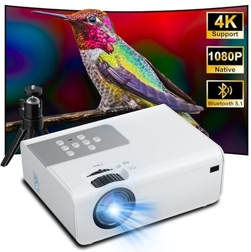 Eroshoo Beamer Full HD, 5G WiFi Native 1080P Beamer Support 4K, Bluetooth Heimkino Video Projektor 12000Lumen,Tragbarer Filmprojektor, Mini Beamer Kompatibel mit HD USB/Fire Stick/TV Stick/Phone
