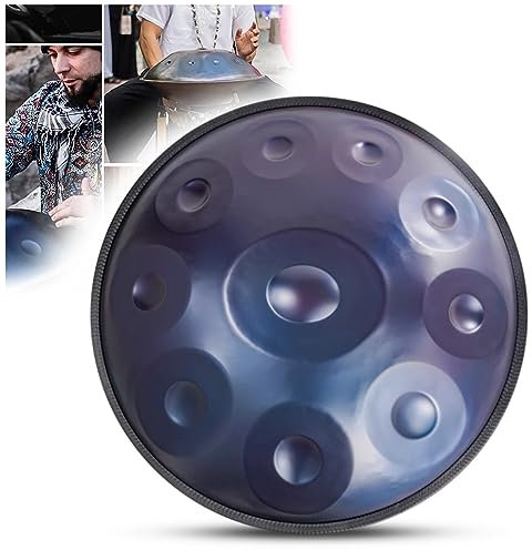 Handpan Drum Instrument in d-Moll 10 Noten 432Hz/440Hz Handtrommel aus Stahl für Erwachsene, Unterhaltung, musikalische Ausbildung, Handpan Steel Drum (Color : Blau, Size : 432Hz)