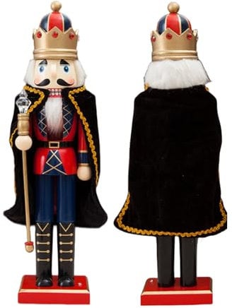 Black King Nutcracker, Large Wooden Christmas Soldier 38CM, Traditional Nutcracker Puppet Toy Gift for Kids