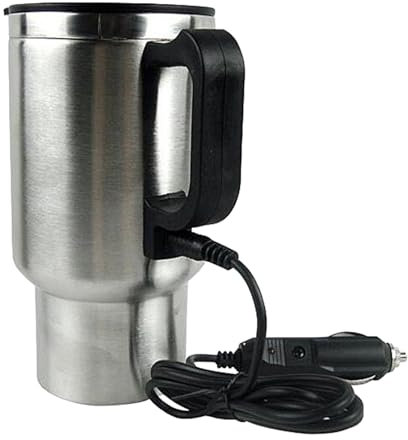 Ronyme Calefacción eléctrica para Coche, tazón Taza, hervidor de Viaje, 12V, 0,48l, Botella de Agua de Acero Inoxidable para Agua, té, café, Leche, Multiusos