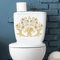 WC-Deckelaufkleber im Retro-Stil, Blumen-Design, wasserfest, für Toilettendeckel, Tanksitz, Zisterne, selbstklebend, goldfarben
