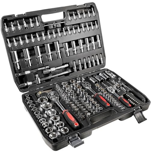 Cathpetic 172pcs Ratschenschlüssel Set 1/4+3/8+1/2 zoll,Groß Knarrenkasten mit Umschaltknarre,Ratschenkasten Set for Reparaturen Haushalt Werkzeugkoffer