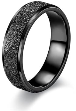 MAGIIE Schmuck Anillo Damen Frauen, Schmal Ringe Band 6mm Ring Damen Schwarz,Eheringe Trauringe Verlobung Ringe