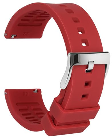 TStrap Bracelet Montre Silicone 24mm - Rouge Dégagement Rapide Intelligente Bracelets pour Homme Femme - Souple Caoutchouc Watch Strap Connectée Boucle Replacement - 18mm 19mm 20mm 21mm 22mm 24mm