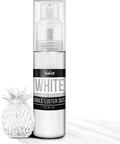 Essbarer Glitzer Spray für Getränke - 20g Lebensmittel Glitzerpulve für Likör, Cocktails, Dekorieren Torten - Geschmacklos Glitzer Pulver Glitzerstaub für Sekt, Wein, Champagner, Backen (Weiß)