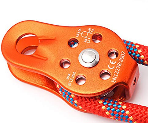 Umlenkrolle 26Kn Aluminiumoy Robusto Paranco a Corda Singola per Corda da 12 Mm Aluminiumoy Seilrolle Klettern (Orange)
