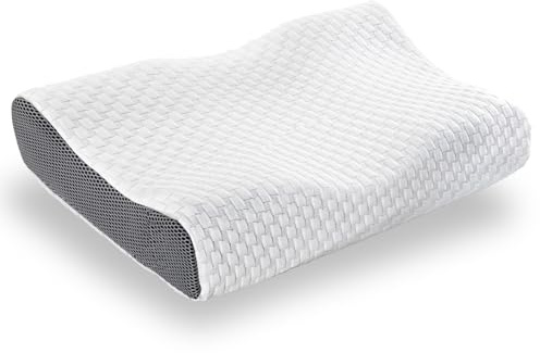 Sleezzz Premium ergonomisches Gel-Effekt Nackenstützkissen, höhenverstellbar, Gel Memory Foam, ergonomisches Kopfkissen 32 x 60 cm