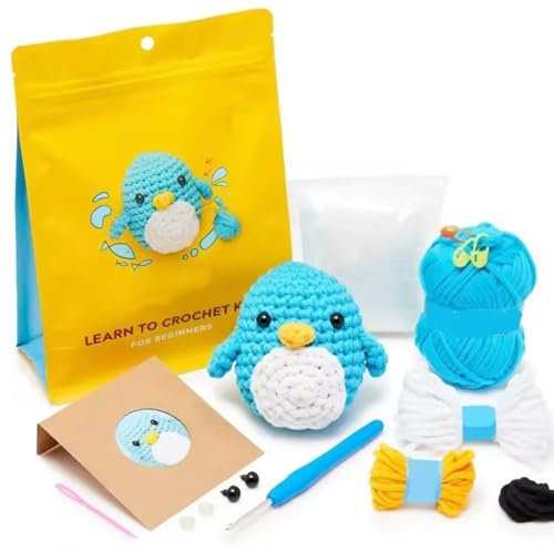 LURNODY Häkelset für Anfänger, Häkelnadel Set, Tier Häkelpaket, DIY Handwerkskunst mit Häkelnadeln, Stricken für Anfänger Set für Erwachsene Und Kinder für Rucksack Schlüsselanhänger Kleine Anhänger