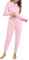 Aseniza Pyjama Femme Hiver Coton Ensembles de Pyjama Femmes Chauds Manches Longues Vêtements de Nuit Couleurs Contrastées Ensemble Pyjamas Tenue de Nuit Vêtements de Détente Loungewear Rose Clair L