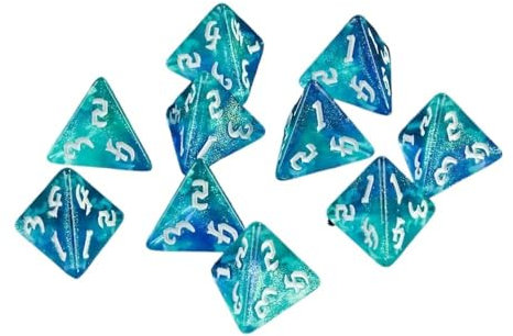 Würfelset Würfel, 10 Stück, D4, gemischte Farben, polyedrische Würfel, 4-seitig, Bunte Glitzerwürfel, geeignet for Partysiebe, Party-Requisiten, Partyspiel-Würfel farbige Würfel(07)