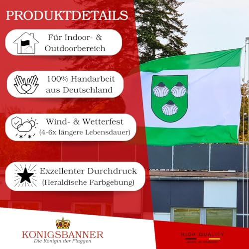 KÖNIGSBANNER Fahnen - Stadt Bad Essen Fahne 80x120cm - Manufaktur aus DE - Fahnen für den Garten, Fahnenmast & Mast - Doppelt gesäumt & stabiles Gurtband + 2 Kunststoff-Karabinerhaken