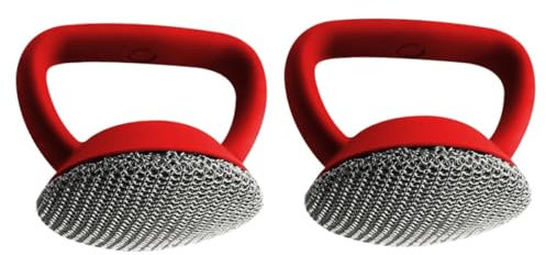 Cepillo para Platos, Estropajo de Acero Inoxidable, Estropajo de Metal en Fregadero, Esponja para Lavavajillas, Cepillo Raspador de Metal, Cepillo para Fregar Fregadero, Limpieza Roja/Red*2Pcs/10*9Cm*