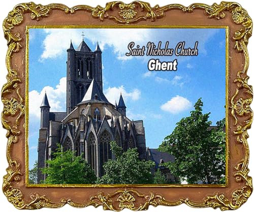 Kühlschrankmagnete, Nikolaus, Kirche, Gent, Belgien, Touristen-Souvenir, Kühlschrankdekoration, Magnet