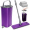 Myiosus Serpillière Seau Essoreur, Balai Serpillère Plat Rotatif 360° et Seau Auto-Lavage avec 5 Tampons en Microfibre, Serpillere et Seau Essoreur Double Bac pour Nettoyer Sol (Violet)