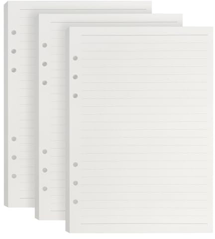GYSRXS 3 Packungen A5 Nachfüllpapier Liniert 135 Blätte Ringbuch Nachfüllbar Papier 6 Löcher Notizpapier Nachfülleinlagen für A5 Notizbuch,Tagbuch,Skizze,Malerei