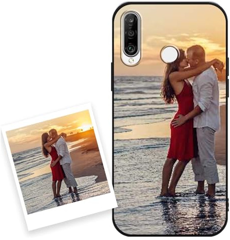 Coiwxmoi Personalisierte Handyhülle für Huawei P30 Lite 6,15'', Personalisiert Hülle mit Eigenem Bild Foto Selbst Gestalten Schutzhülle, Individuelle Design Silikon Case für Huawei P30 Lite,Schwarz