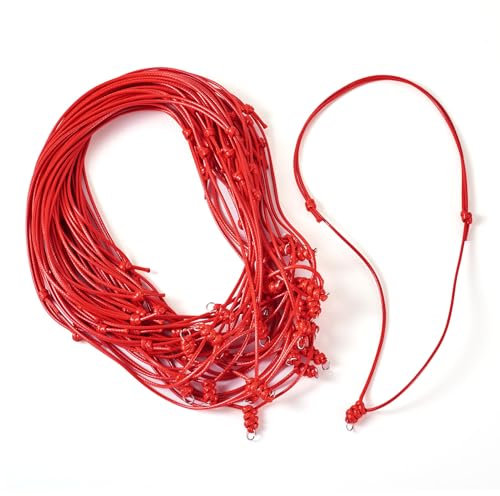 Spritewelry 30 Pcs Rope Necklace Cord Red Adjustable Double Knotted Necklaces String Braided Rope for Men Women Hanging Pendants Jewelry Making