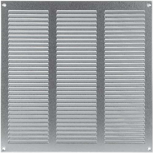 Vent Systems 300 x 300 mm / 12 x 12 Inch Vent Cover - Galvanised Metal Vent Cover - Air Supply Ventilation Cover with Screen Mesh - Louvered HVAC Air Vent Covers for Bathroom, Home Office