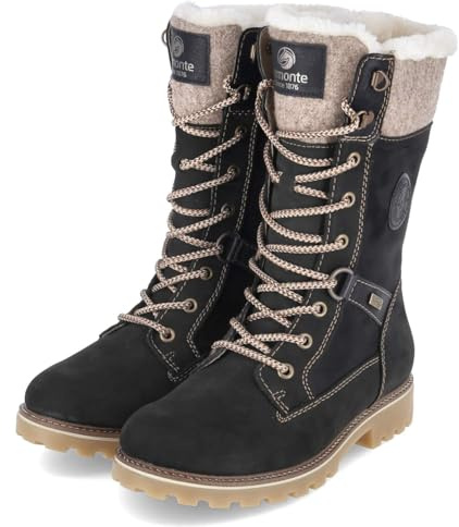 Remonte D8474-03 Schaftstiefel Leder & Textil Damen in schwarz