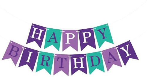Kiyanest Lila & Grünes Happy Birthday Banner – Elegante & Wiederverwendbare Geburtstagsgirlande für Kinder & Erwachsene, Perfekt für Innen- & Außenfeiern (5M)
