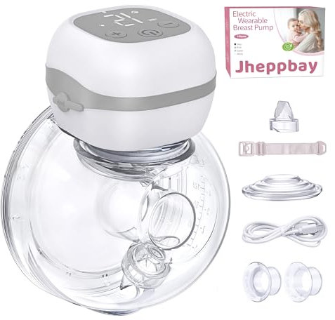 Sacaleches Electricos Manos Libres - Jheppbay Ligero Extractor de Leche Materna Portátil, Pantalla LCD, Sin BPA, Función de memoria, con 21mm/24mm Brida, 1 Pieza