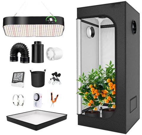 Kit completo de armario de cultivo interior regulable. Incluye ventana de observación, bolsa de herramientas y bandeja para el suelo, ideal para cocina, plantas y verduras.,80x80x180cm