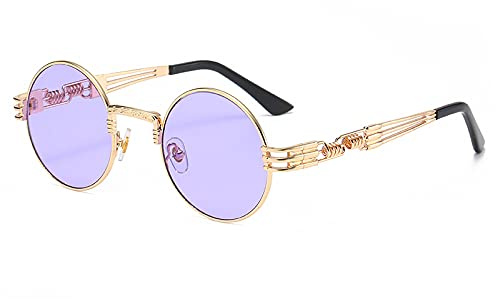 AmazingRose Vintage Runde Sonnenbrille, Steampunk-Design,Retro Runde Metallrahmen Sonnenbrille für Damen und Herren,UV400 Schutz