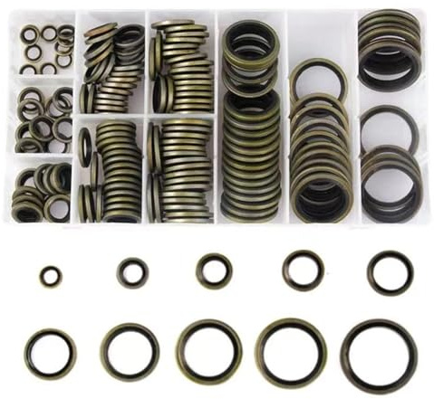 RWLQWEA Cxiang-Flache Unterlegscheiben M6 M8 M10 M12 M14 M16 M18 M20 M22 Bonded Seal Sealing Ring Assortment Kit Oil Drain Screw Combined Washer Seal Set, für Bolzenschraube(100PCS)