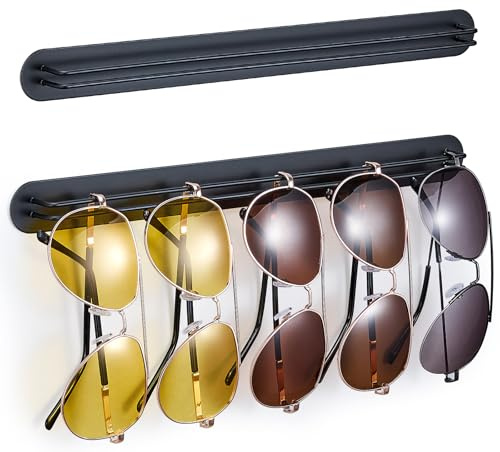 Brillenhalter Wand, Brillenständer für Mehrere Brillen, Sonnenbrillen Aufbewahrung, Selbstklebende Brillenablage, Brillenaufbewahrung, Brillenregal, Sonnenbrillenhalter Organizer (Schwarz, 2 Stück)