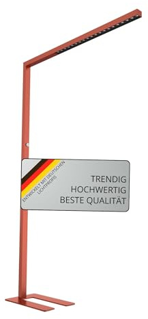 RealLED Officeflow LED Büro Stehleuchte 60W 8400lm | dimmbar über Drehregler | UGR <13 blendfrei | 4000K neutralweiß | rot | Bildschirmarbeitsplatz geeignet | 140 lm/W