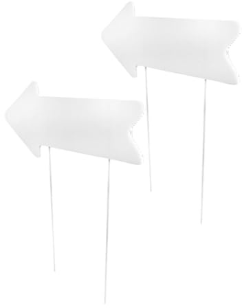 DIYEAH 2 Stück Teiliges Garten schilder Erdspießen Wetterfestes Leeres Pfeilschild für Rasen DIY hinweisschild Vielseitig für Garten Hochzeit Party und Außenbereich Einfache Befestigung | Wellenprofil, Abnehmbare Pfeilform, Weiß, für Hochzeitsparty, Gartendekoration und Wegführung im Freien
