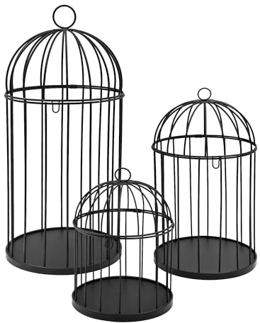 matrasa Metall Deko Vogelkäfige im 3er Set – Deko Käfig für Events Tischdeko & saisonale Arrangements (Schwarz)