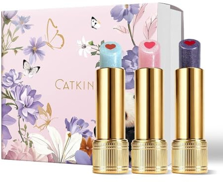 CATKIN Tinted Flavoured Lip Balm, Hydrating & Buildable Sheer Colour, Lip Moisturiser with Shea Butter, Jojoba & Natural Oils, Nourishing, Soothing & Vegan Lip Care for Dry Cracked Lip, 3.6g, Gift Box