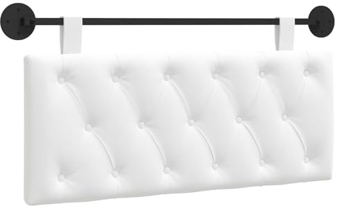 vidaXL Hängendes Kopfteil Weiß Stoff, Moderner rechteckiger Wandkopfteilen, gehängtes gepolstertes Design, gemütliche Rückenlehne für Schlichte Schlafzimmerdekoration